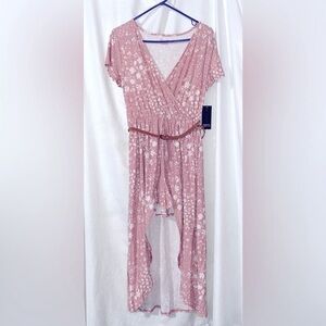 No Boundaries Pink High-Low Wrap Sundress